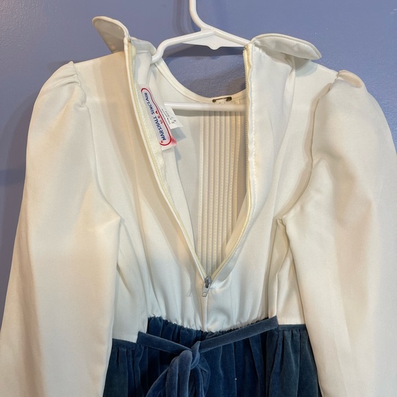 Vintage Youth Marshall Sinclair Dress White and Blue with Velvet Skirt Size 7 - Picture 6 of 6
